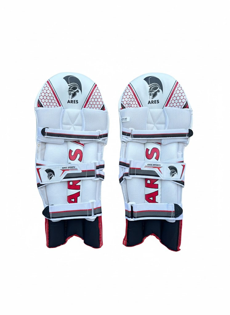 Ares Sports Red White Junior Batting Pads