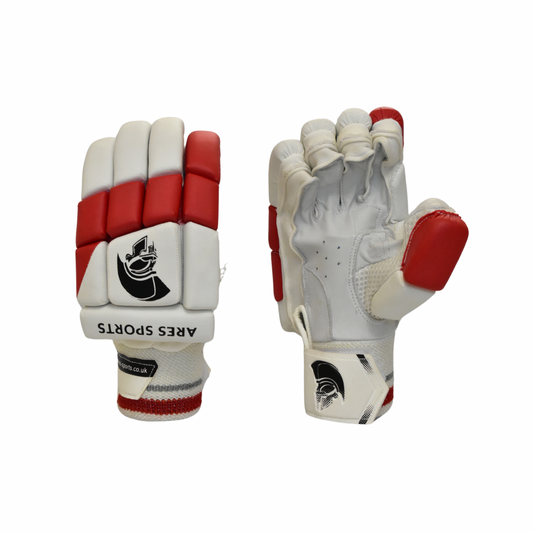 Ares Sports Cricket Junior Batting Gloves White/Red - Boys
