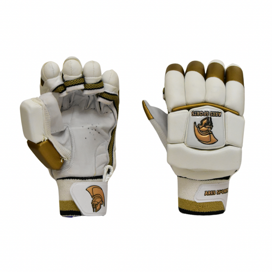 Ares Sports Cricket Batting Gloves White/Gold