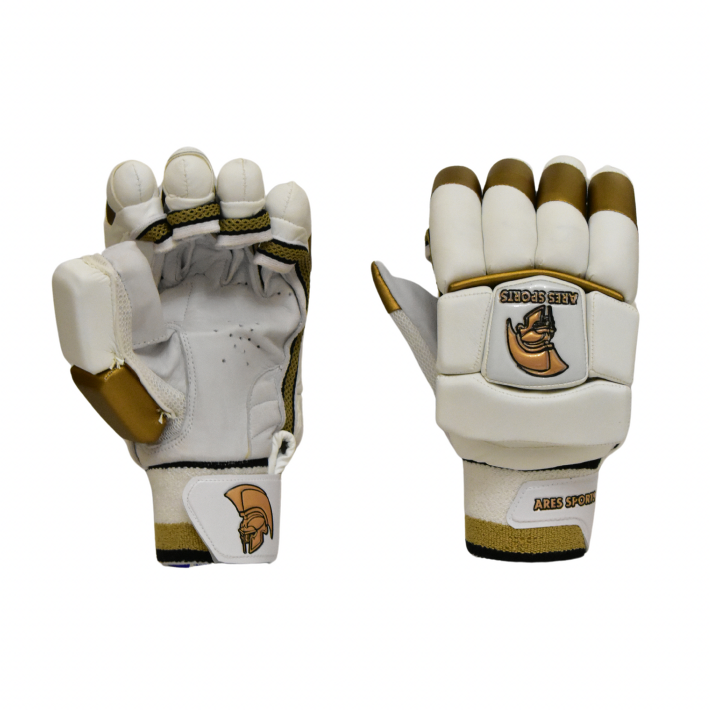 Ares Sports Cricket Batting Gloves White/Gold