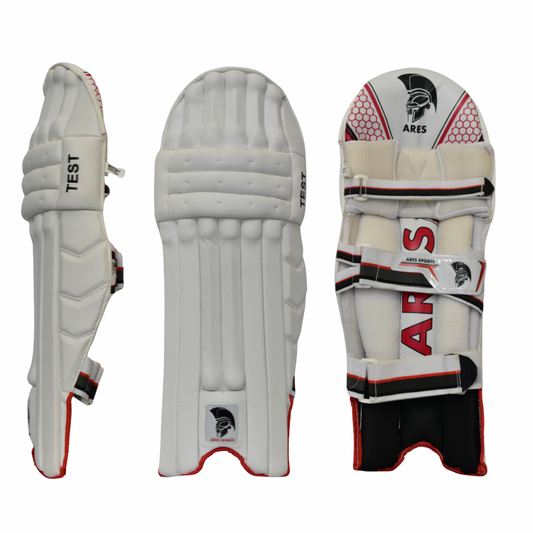 Ares Sports Cricket Junior Batting Pads Red/White - Youth