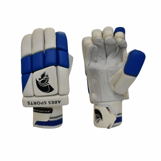 Ares Sports Cricket Junior Batting Gloves White/Blue - Youth